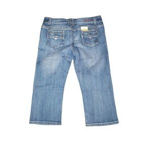 VIGOSS Butterfly Cropped Capri Jeans Womens Sz.11 Blue Medium Wash Straight Leg